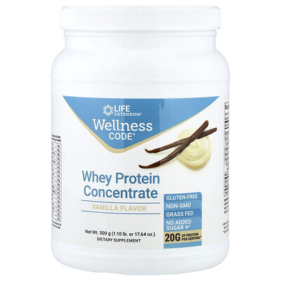 Photos - Protein Life Extension , Wellness Code®, Whey  Concentrate, Vanilla, 1.10 lb  LEX-22601 (500 g)