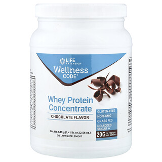 Life Extension, Wellness Code®, Concentrado de proteína de suero de leche, Chocolate, 640 g (1,41 lb)