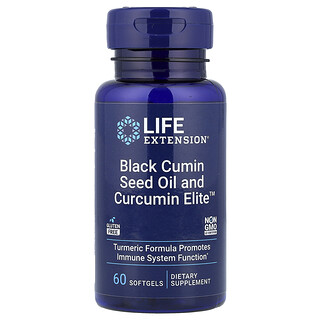 Life Extension, Huile de graine de nigelle et Curcumin Elite™, 60 capsules à enveloppe molle