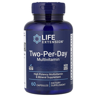 Life Extension, Suplemento multivitamínico, Dos cápsulas por día, 60 cápsulas