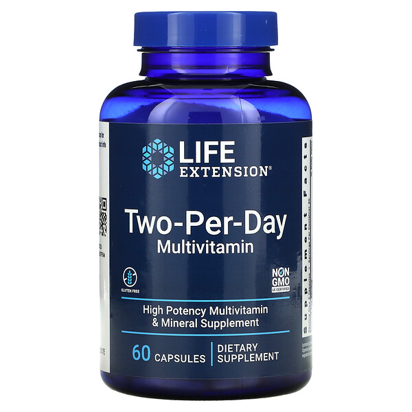 Life Extension‏, متعدد الفيتامينات Two-Per-Day،‏ 60 كبسولة