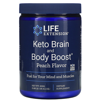 Life Extension Keto Brain and Body Boost, Peach Flavor, 14.1 oz (400 g)