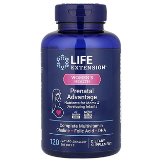 Life Extension, Salud de la mujer, Ventaja prenatal, 120 cápsulas blandas fáciles de ingerir