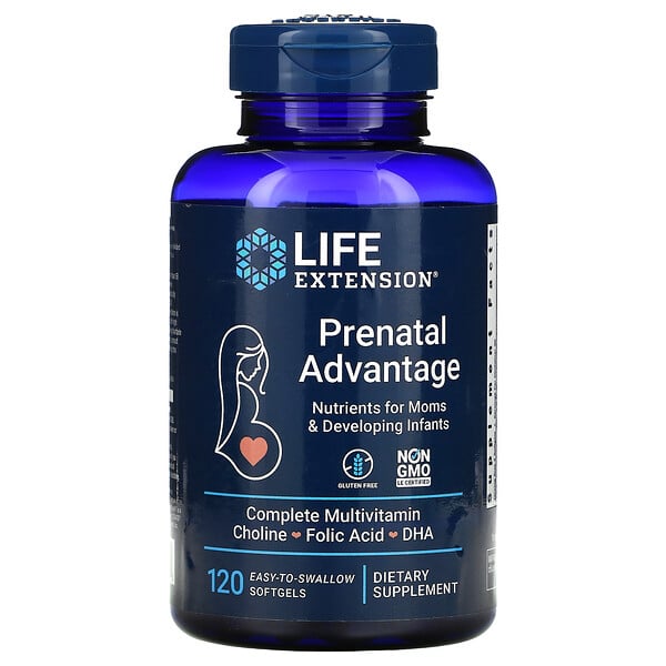 Life Extension, Prenatal Advantage, Pränatale Vitamine, 120 einfach zu schluckende Weichkapseln