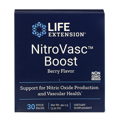 Life Extension NitroVasc Boost, ягодный вкус, 30 пакетиков