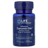 Life Extension, Curcumin Elite™ avanzado, Extracto de cúrcuma, Jengibre y turmeronas, 30 cápsulas blandas