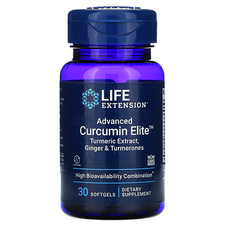 Life Extension, Curcumin Elite Avançado, Extrato de Cúrcuma, Gengibre e Turmeronas, 30 Cápsulas Gelatinosas