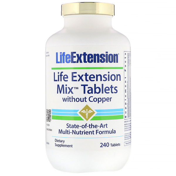 Life Extension, 銅不使用のミックス錠剤、240錠