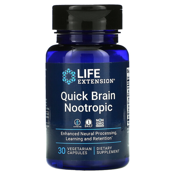 Life Extension, Quick Brain Nootropic, 30 vegetarische Kapseln