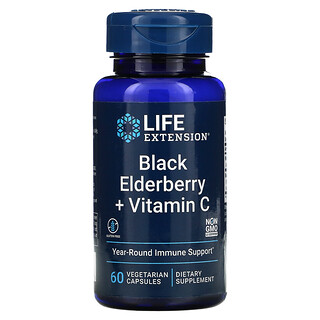 Life Extension, توت الخمان الأسود + فيتامين جـ، 60 كبسولة نباتية