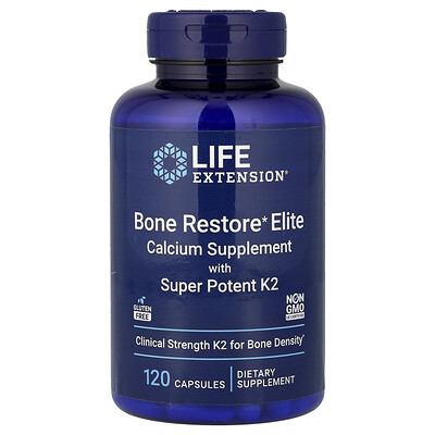 Product Image for Life Extension, Bone Restore Elite, Calcium Supplement with Super Potent K2, 120 Capsules
