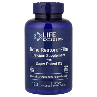 Life Extension, Restauration osseuse d'élite, Complément de calcium avec vitamine K2 ultrapuissante, 120 capsules