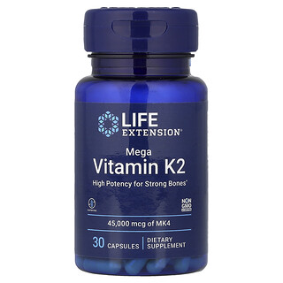 Life Extension, Mega Vitamina K2, 45.000 mcg, 30 Cápsulas