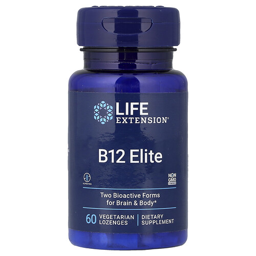 Life Extension, B12 Elite, Nahrungsergänzungsmittel mit ausgewählten B12-Vitaminen, 60 vegetarische Lutschtabletten (1.000 mcg pro Lutschtablette)