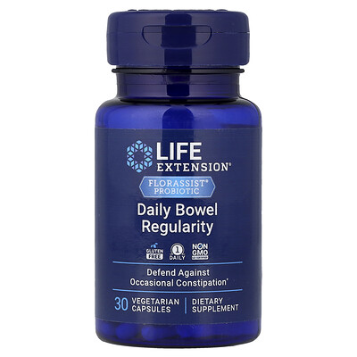 Product Image for Life Extension, Florassist Probiotic, Daily Bowel Regularity, 30 Vegetarian Capsules (57.5 mg Per capsule)