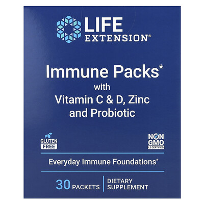 Product Image for Life Extension, Immune Packs with Vitamin C & D, Zinc and Probiotic, 30 Packets