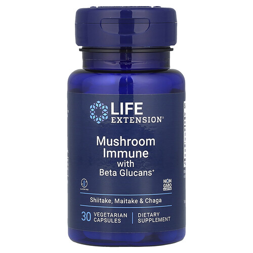 Life Extension Mushroom Immune with Beta Glucans, 30 Vegetarian Capsules