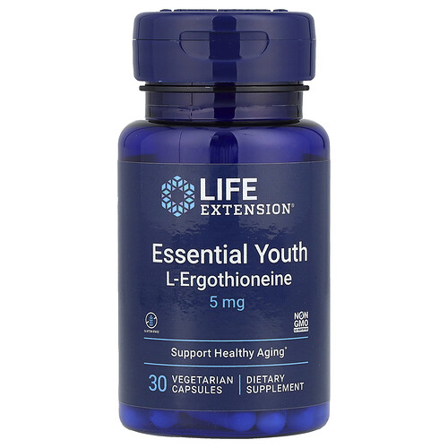 ライフ エクステンション Life Extension, Essential Youth L-Ergothioneine、5mg、ベジカプセル30粒
