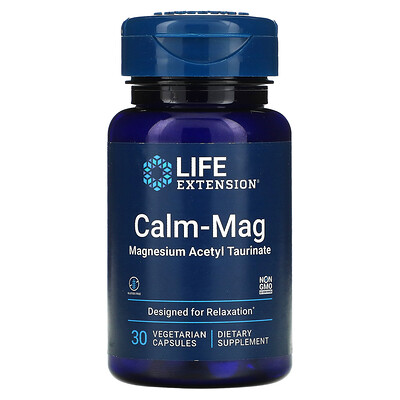 

Life Extension Calm-Mag, ацетил тауринат магния, 30 вегетарианских капсул