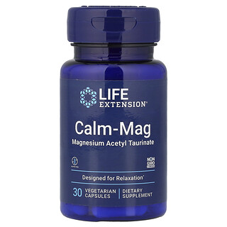 Life Extension, Calm-Mag, magnézium-acetil-taurinát, 30 vegetáriánus kapszula
