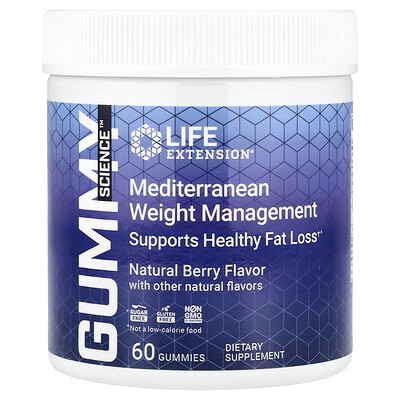 Life Extension, Gummy Science™, Control de peso mediterráneo, Bayas naturales, 60 gomitas