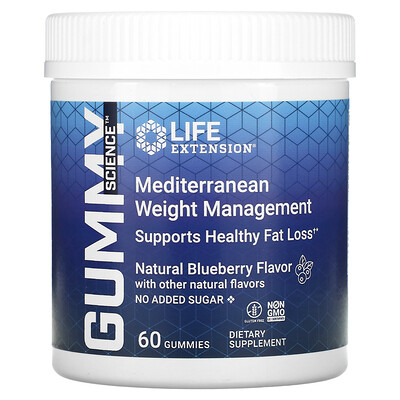 

Life Extension, Gummy Science, Mediterranean Weight Management, Natural Blueberry, 60 Gummies