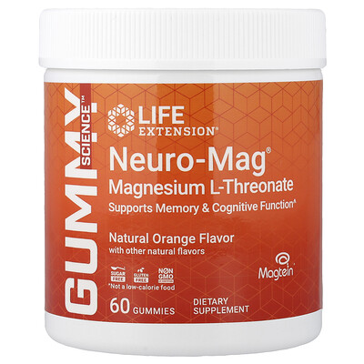 Product Image for Life Extension, Neuro-Mag , Magnesium L-Threonate, Natural Orange, 60 Gummies (36 mg per Gummy)