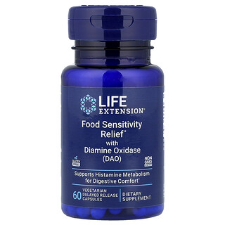 Life Extension, ジアミンオキシダーゼ（DAO）配合食物アレルギー症状緩和、ベジタリアン遅延放出カプセル60粒（1粒あたり4.3mg）