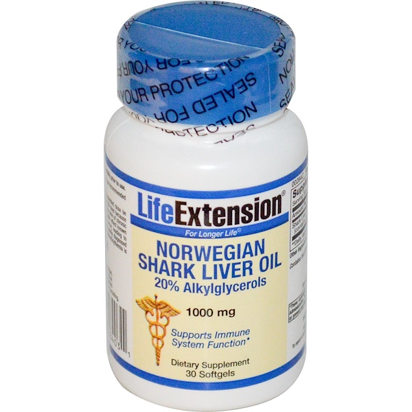 Life Extension, Norwegian Shark Liver Oil, 1000 mg, 30 Softgels iHerb