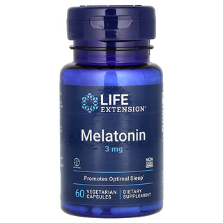 Life Extension, メラトニン、3 mg、植物性カプセル 60粒