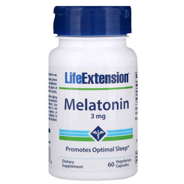 Life Extension, メラトニン、3 mg、植物性カプセル 60粒