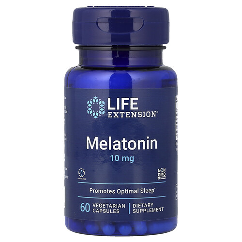 Life Extension Melatonin, 60 - 10 mg (10 mg, 60 capsules, Vegetarian)