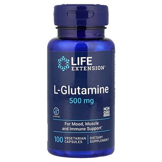Life Extension, L-glutammina, 500 mg, 100 capsule vegetariane