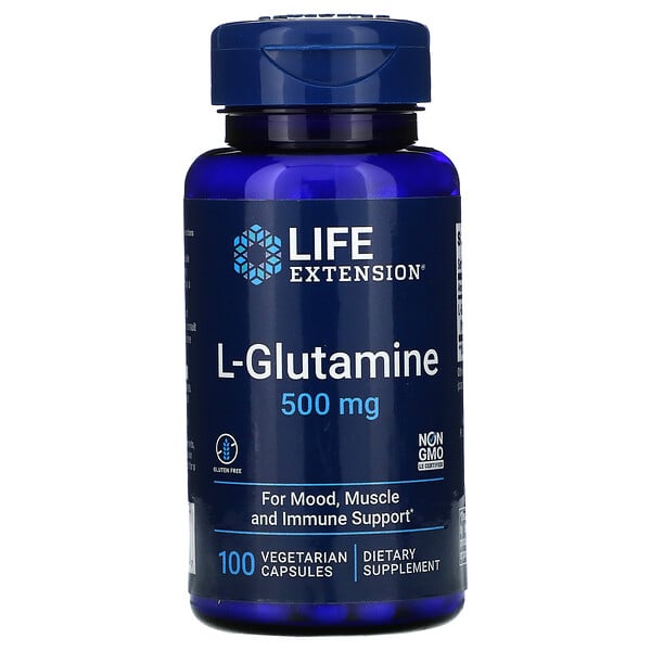 Life Extension, L-Glutamina, 500 mg, 100 Cápsulas