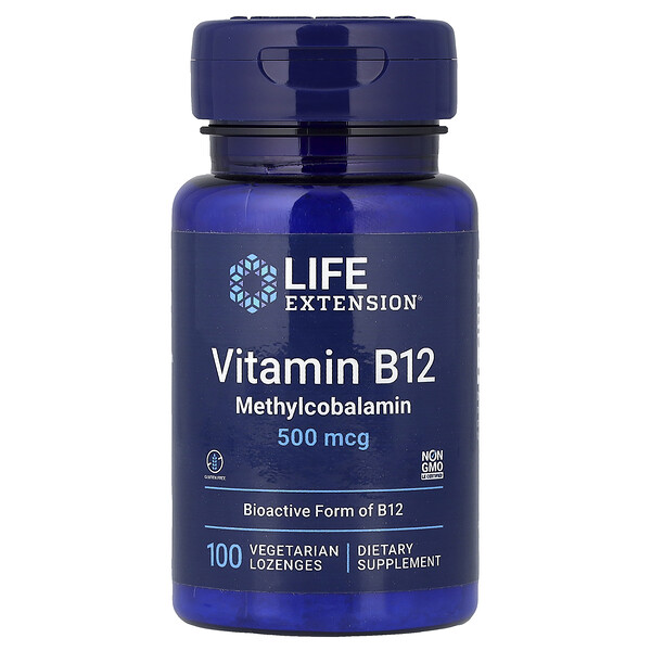 Life Extension Vitamin B12, Methylcobalamin, 500 mcg, 100 Vegetarian Lozenges