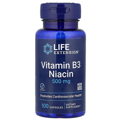 Product Image for Life Extension, Vitamin B3 Niacin, 500 mg, 100 Capsules
