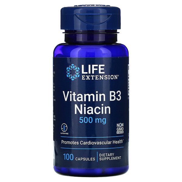 Life Extension, Vitamin B3 Niacin, 500 mg, 100 Capsules iHerb