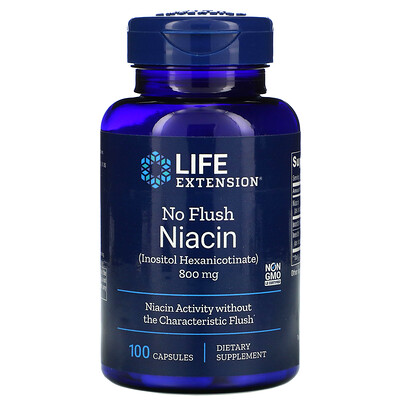 Life Extension Ниацин, не вызывает покраснений, 800 мг, 100 капсул