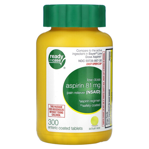Ready in Case, 아스피린, 저용량, 81mg, 장용성 정제 300정