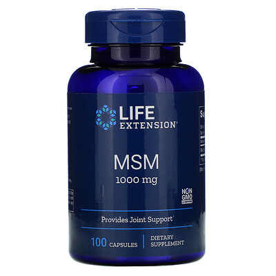 Life Extension MSM, 1,000 mg, 100 Capsules