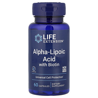 Life Extension‏, חומצה אלפא ליפואית עם ביוטין, 60 כמוסות