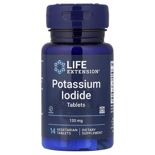 Life Extension ポタシウム ヨウ化物 130mg ベジタリアンタブレット14粒