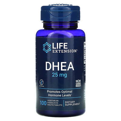 Life Extension, DHEA, 25 mg, 100 Vegetarian Dissolve in Mouth Tablets.