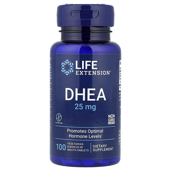 Life Extension DHEA, 25 mg, 100 Vegetarian Dissolve in Mouth Tablets