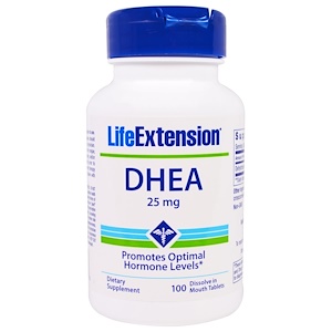 Life Extension, DHEA, 25 мг, 100 растворимых во рту таблеток