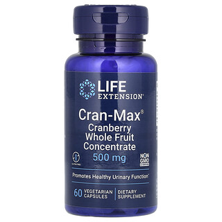 Life Extension, Cran-Max, Концентрат от цели плодове от червена боровинка, 500 mg, 60 вегетариански капсули