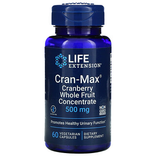 Life Extension, Cran-Max، مركز ثمار التوت البري الكامل، 500 ملغ، 60 كبسولة نباتية