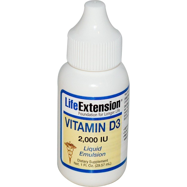 Life Extension, Vitamin D3, 2,000 IU, 1 fl oz (29.57 ml) iHerb