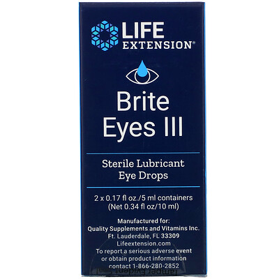 Life Extension Brite Eyes III, 2 Vials, 0.17 fl oz. (5 ml) Each