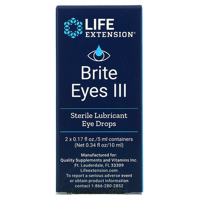 

Life Extension Brite Eyes III, глазые капли, 2 флакона, 5 мл (0,17 жидк. унции) каждый